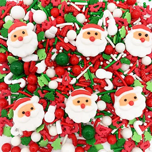 Christmas Cake Topper Sprinkles Decoration Candy Santa Claus Cupcake Dessert Cookie Sprinkle | Amazon (US)