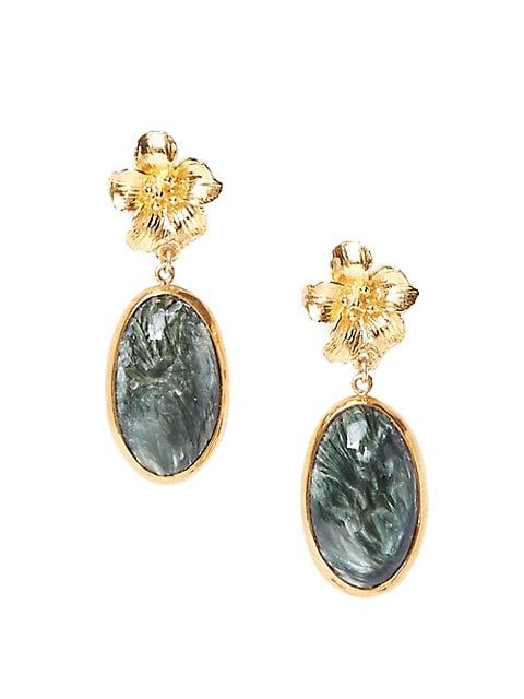 18K Gold-Plated & Seraphinite Cabochon Drop Earrings | Saks Fifth Avenue