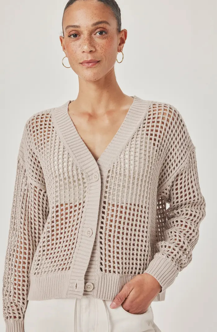 Camellia Openwork V-Neck Cotton Blend Cardigan | Nordstrom