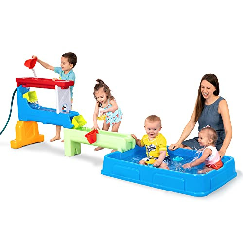 Simplay3 Raindrop Falls Water Table and Splash Kiddie Pool for Toddlers and Kids, 9 Water Play Table Accessories | Amazon (US)