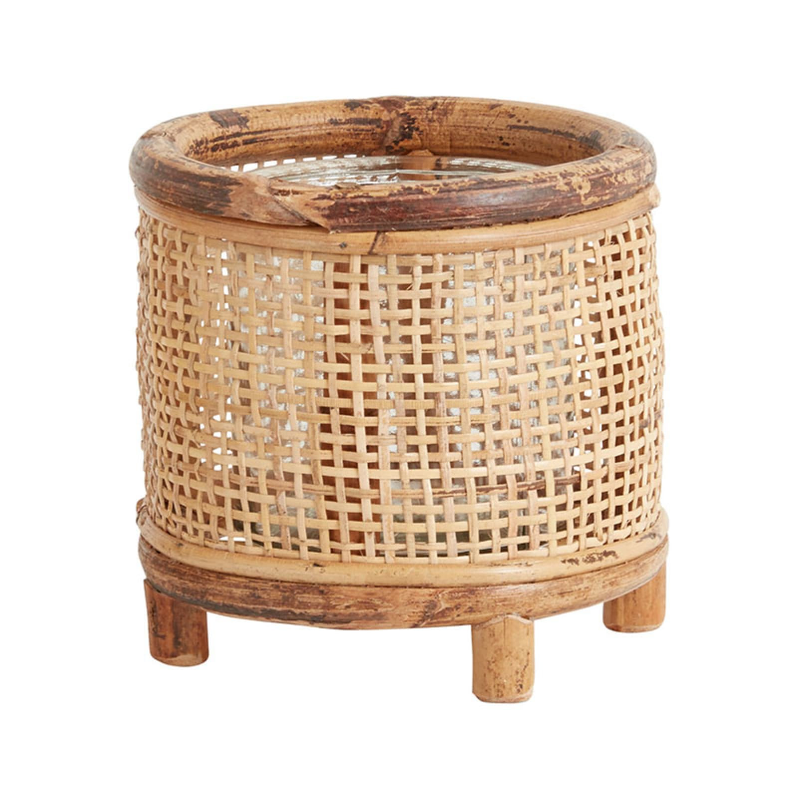Handwoven Rattan Candle Holder -  Brown, Small | The Company Store