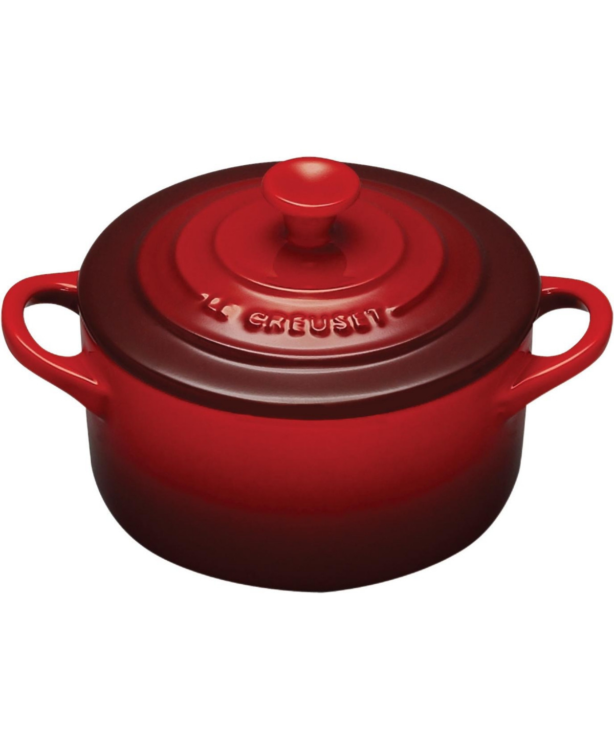 Le Creuset Stoneware 8 oz. Mini Round Cocotte with Lid - Cerise | Macy's