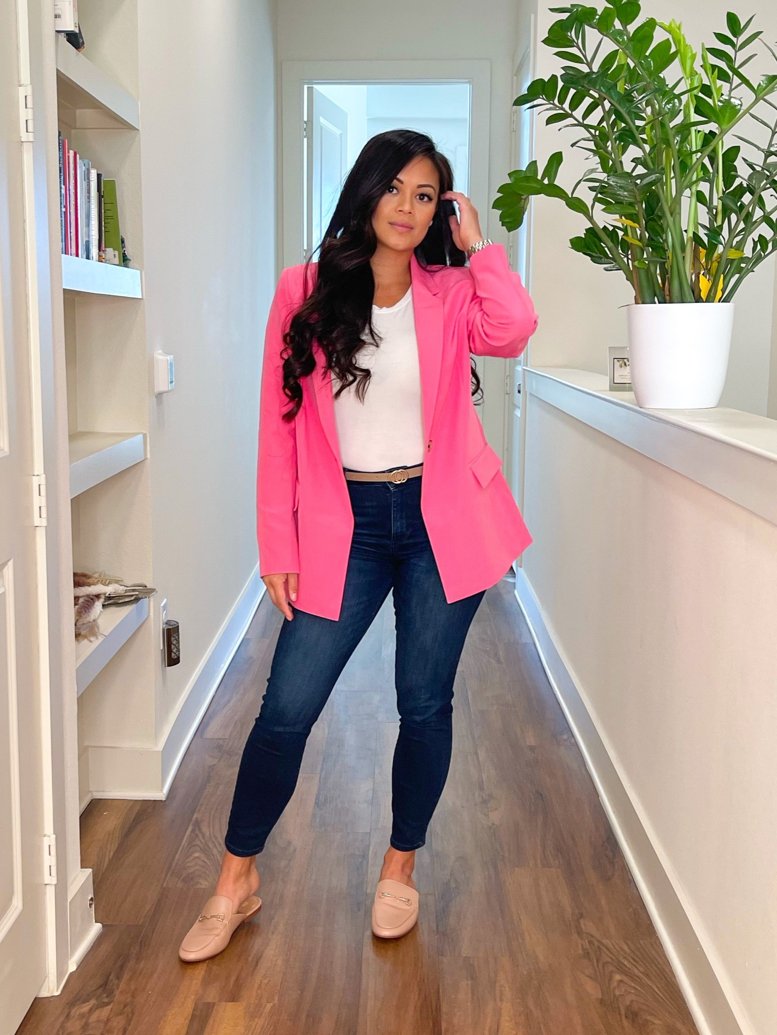 Casual office look: blazer runs big //wearing M // mules TTS

#LTKcurves #LTKworkwear #LTKstyletip