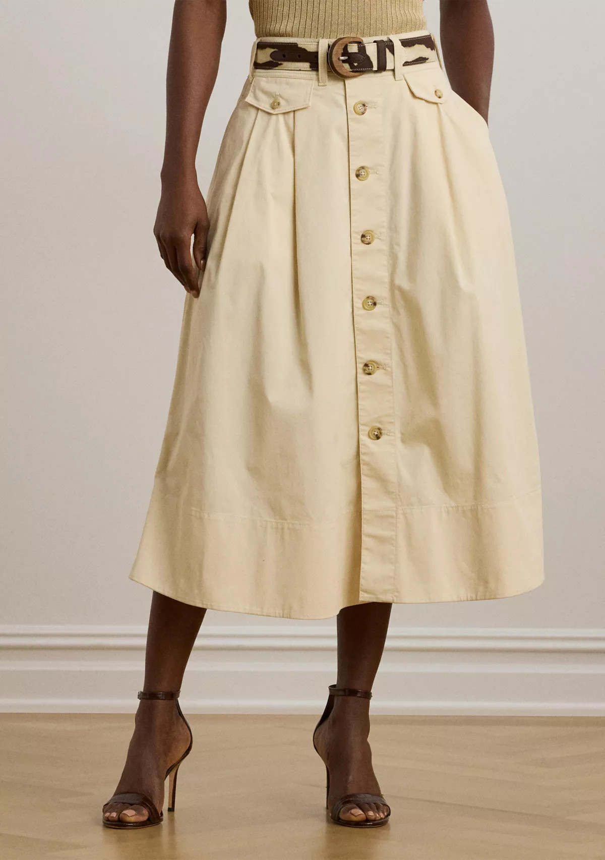 Women's Button-Front Micro-Sanded Twill Skirt | Belk