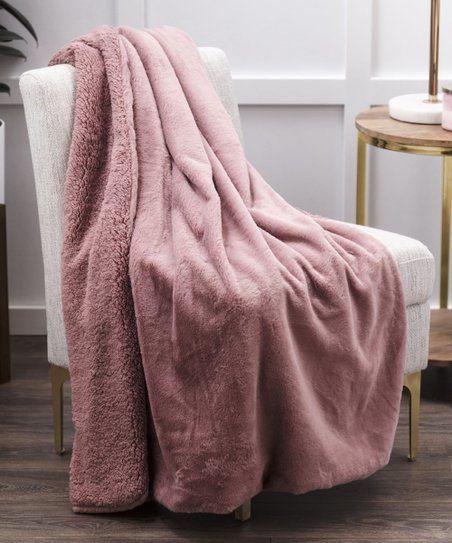 Mauve Faux Fur Reversible Thalia Throw | Zulily