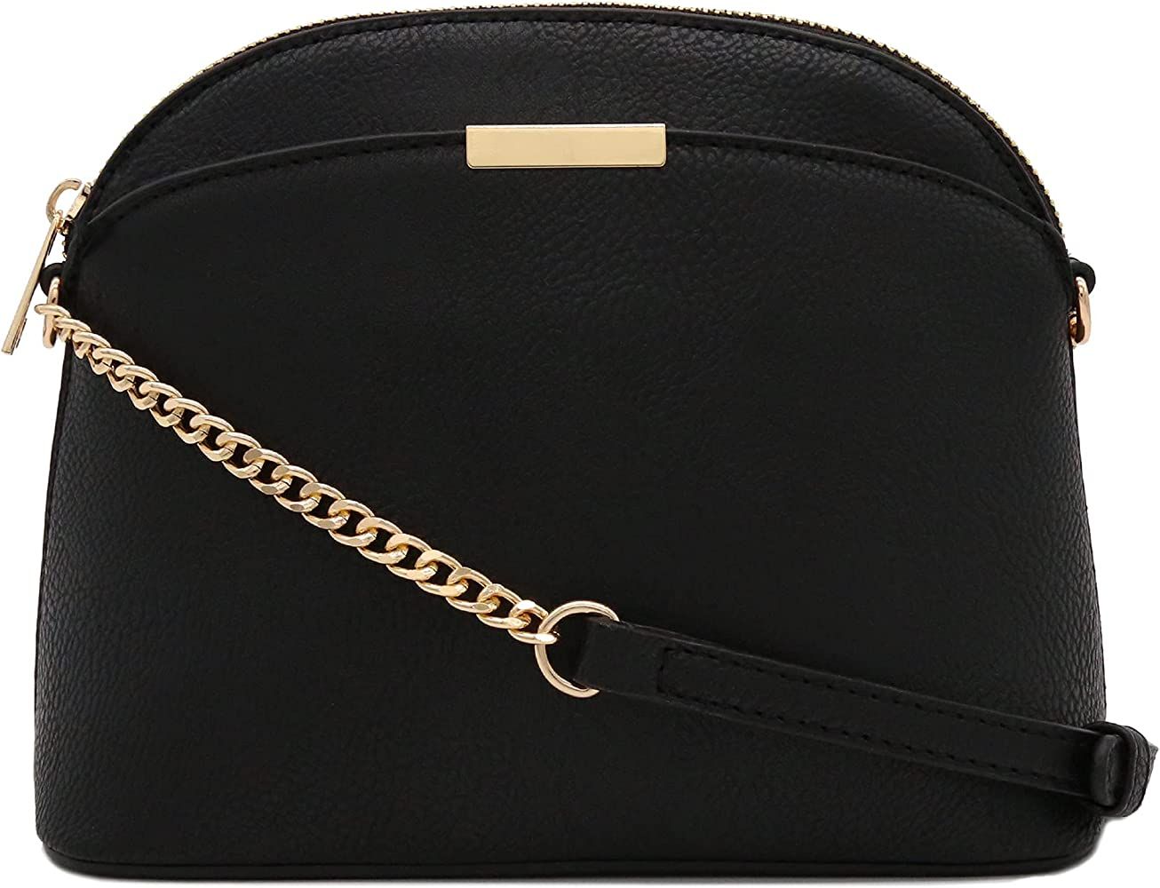 FashionPuzzle Faux Leather Small Dome Crossbody bag with Chain Strap | Amazon (US)