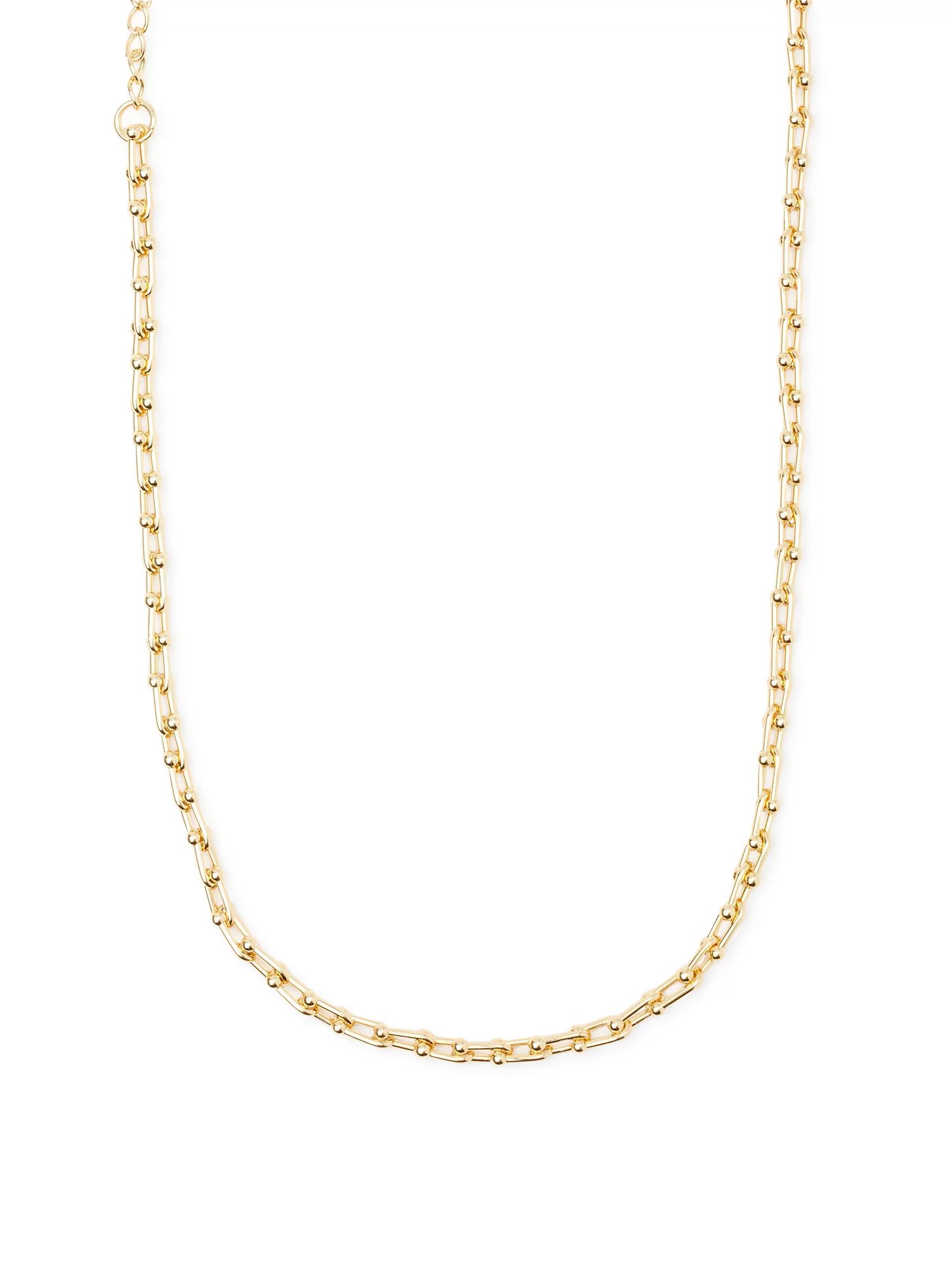 Scoop Womens 14K Gold Flash-Plated Chain-Link Necklace, 18+2" Extender - Walmart.com | Walmart (US)