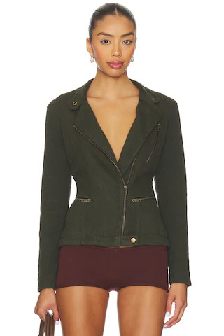 ISA BOULDER Crossover Zip Jacket in Olive. - size L | Revolve Clothing (Global)