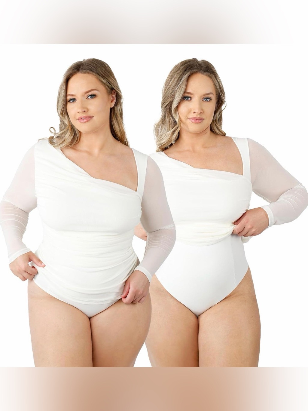 Nwt Shapellx Shapewear Bodysuit Plus Size White One-Shoulder Long Sleeve 3xl | Poshmark