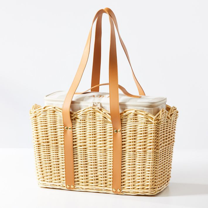 Scalloped Wicker Insulated Picnic Basket | Mark and Graham