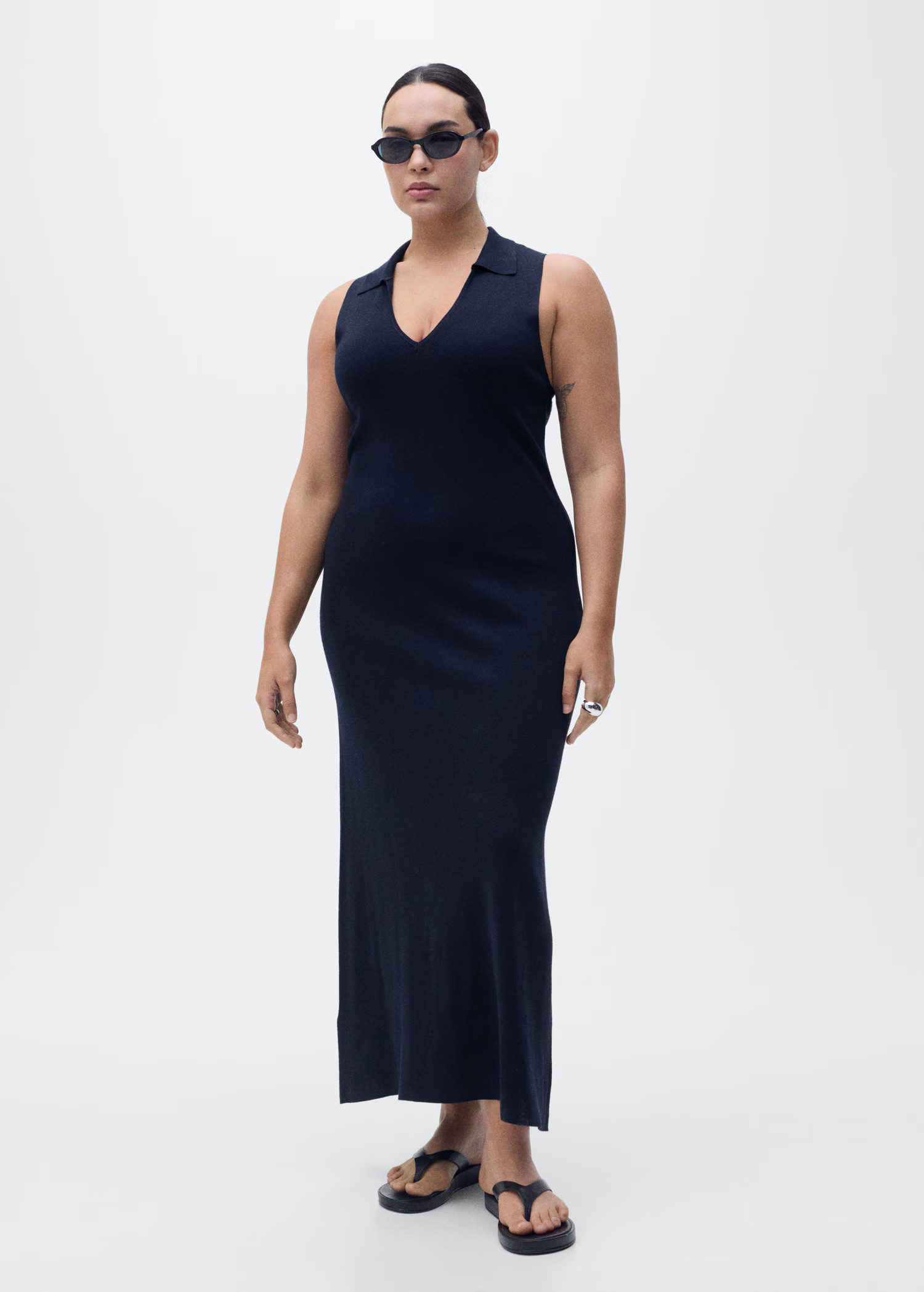 Knitted midi-dress with lapels - Women | MANGO USA | Mango (US/MX/AU)