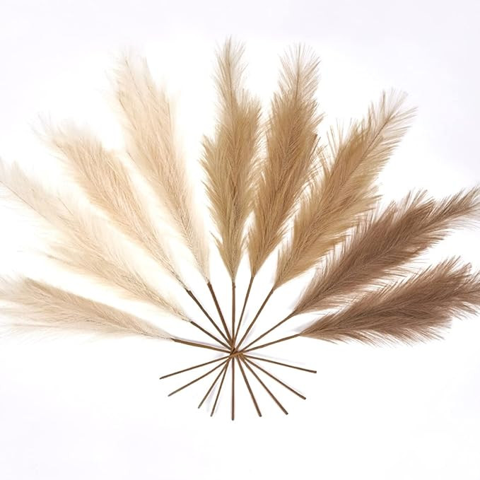 LUNAMA Artificial Faux Pampas Grass Decor - 9 Pcs of 33” Tall Pampas Stems in 3 Natural Colours... | Amazon (US)