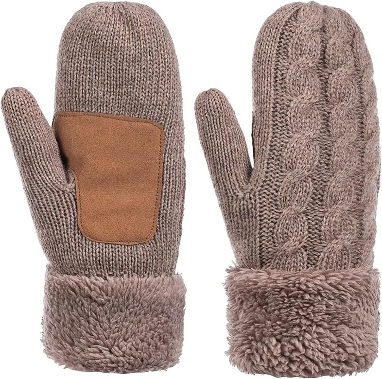 Mittens for Women Cold Weather, Womens Mittens Wool Knit Warm Thermal Fleece Lined, Winter Gloves... | Amazon (US)