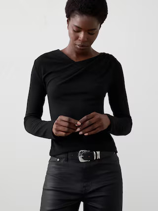 Soft Luxe Draped Top | Banana Republic Factory