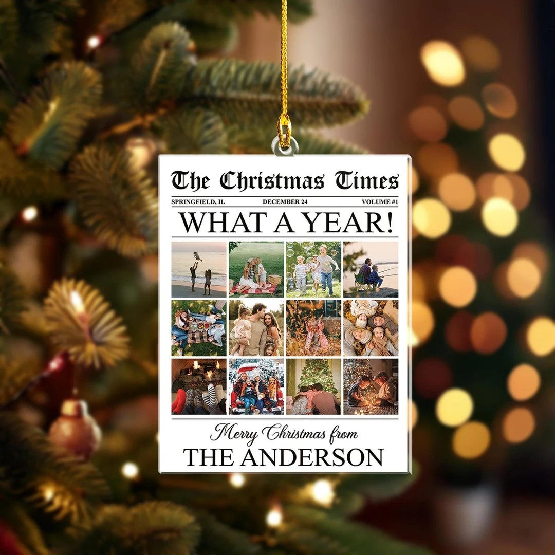 The Christmas Times Ornament, What A Year Newspaper, Personalized Acrylic Photo Ornament, Christm... | Etsy (US)