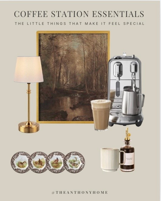 Coffee station favorites I actually use 🤎

I rounded up the pieces that make our coffee setup feel a little more special, including the bottles I use for homemade syrups, mugs, little plates, lighting and a few pretty details I leave out all the time.

I make homemade syrups pretty regularly, so having bottles I actually like sitting out matters to me. These are the ones I use for cinnamon syrup and other coffee syrups.

Everything shown is linked below.

#LTKHome #LTKfoodie