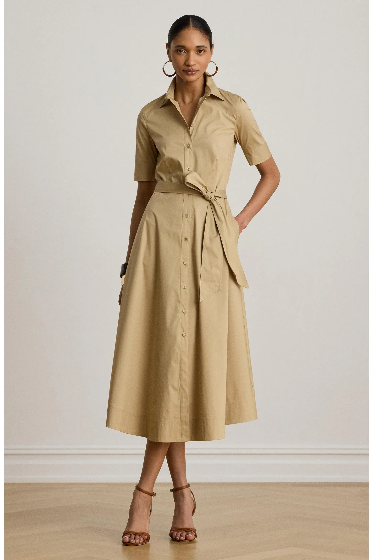 Belted Cotton Blend Shirtdress (Women) | Nordstrom | Nordstrom