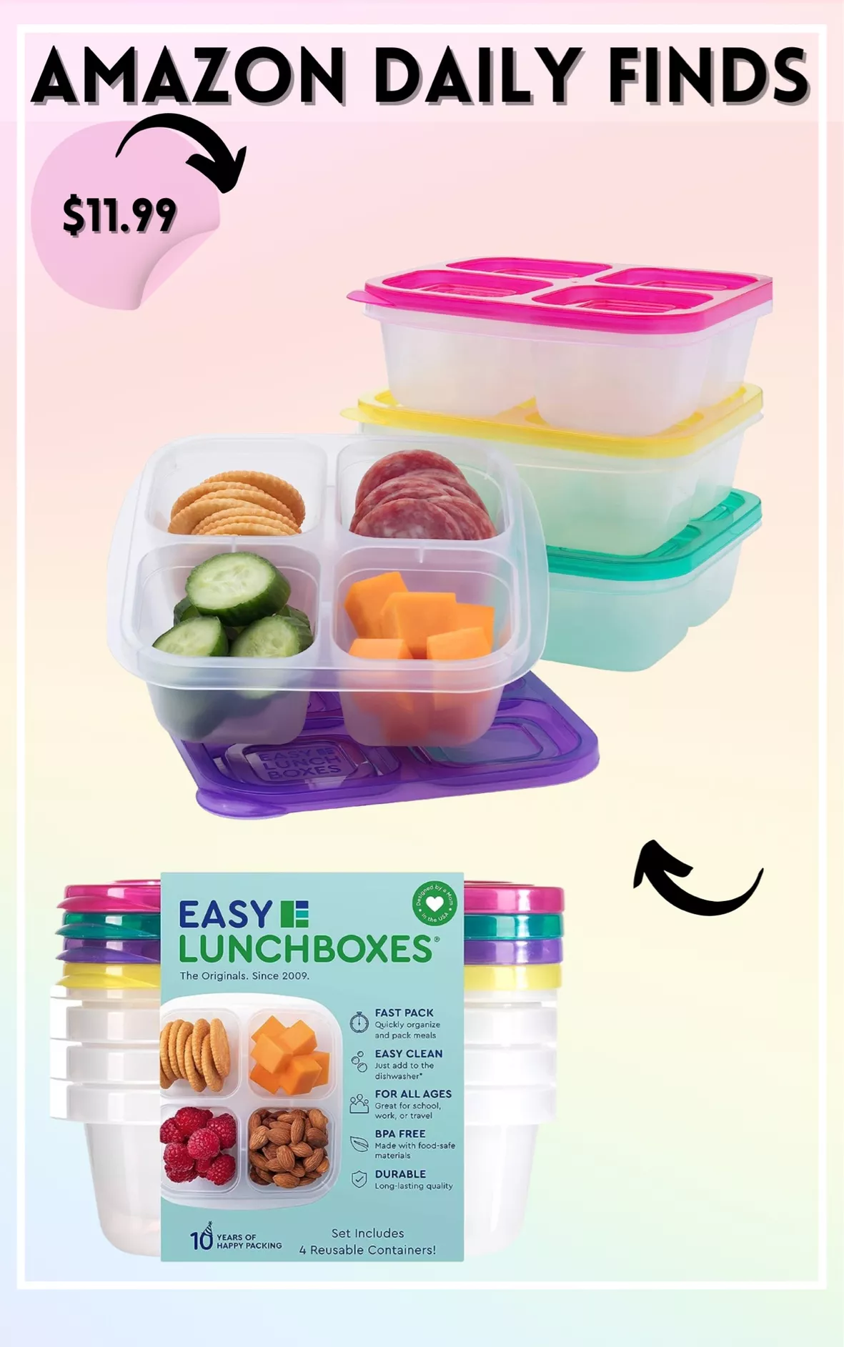  EasyLunchboxes - Bento Snack Boxes - Reusable 4
