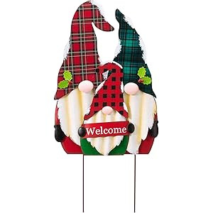 glitzhome GH30556R1 Christmas Yard Signs Decorations Outdoor Metal Gnome Family Garden Stakes for... | Amazon (US)