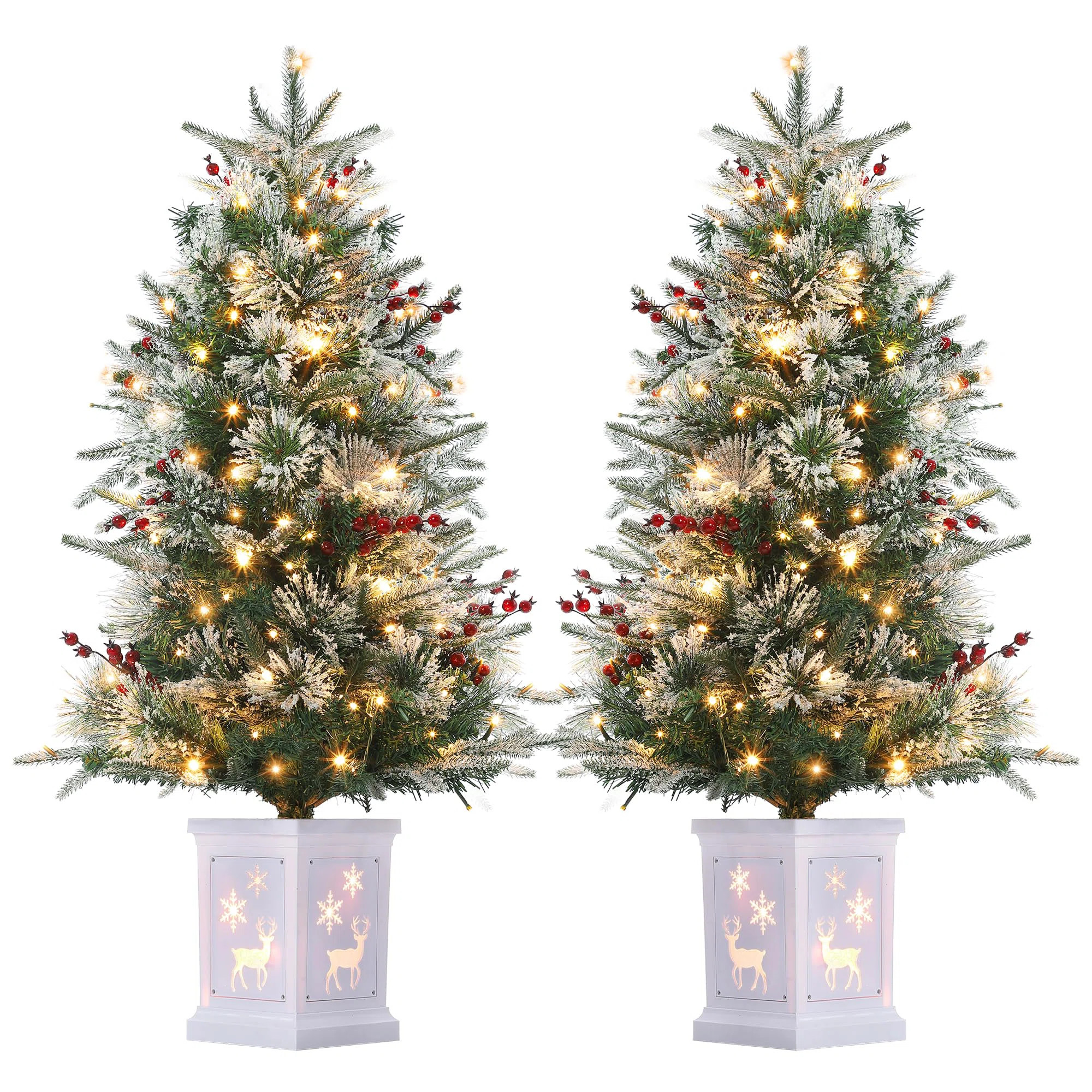 2Pcs 3 FT Christmas Tree, Pre-Lit Christmas Tree With 78 LED Lights, Battery-Powered,Artificial C... | Wayfair North America