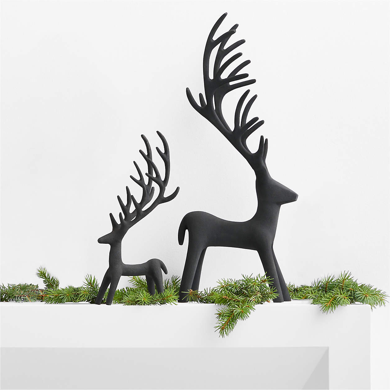 Antique Zinc Holiday Reindeer Decoration 12" + Reviews | Crate & Barrel | Crate & Barrel