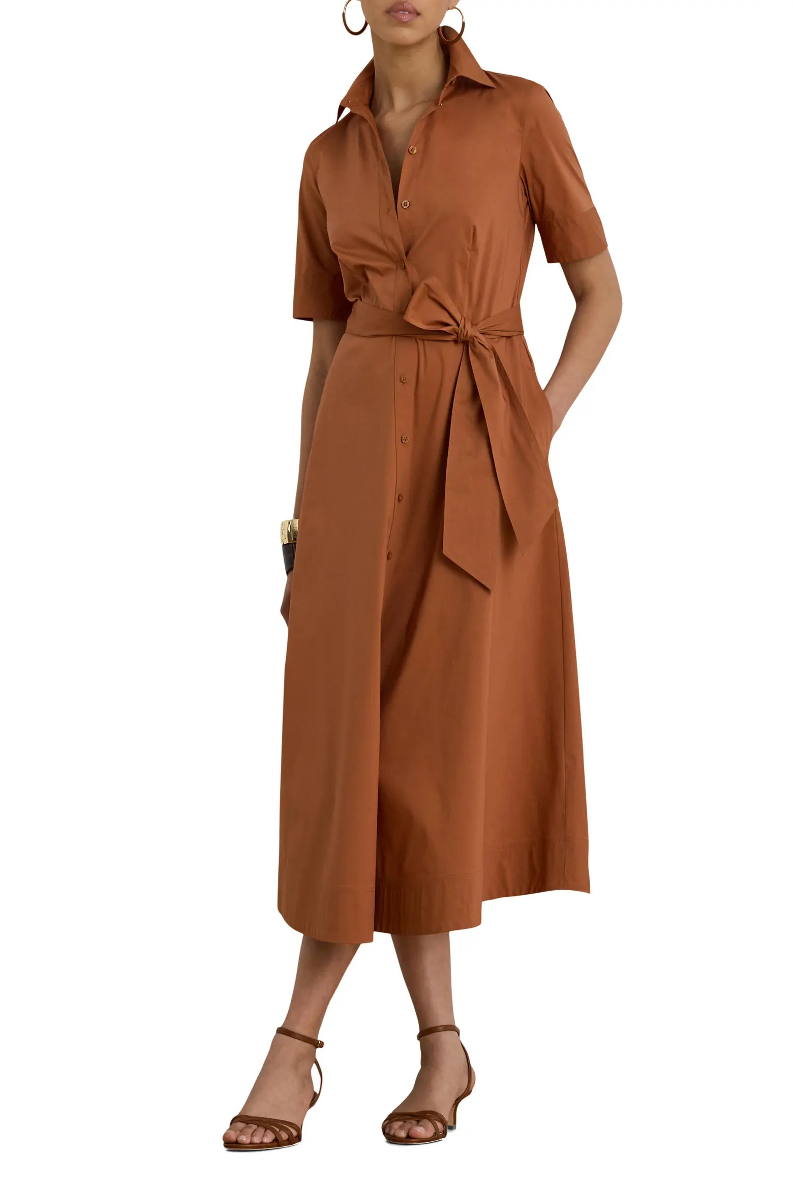 Cotton Blend Midi Shirtdress (Women) | Nordstrom | Nordstrom
