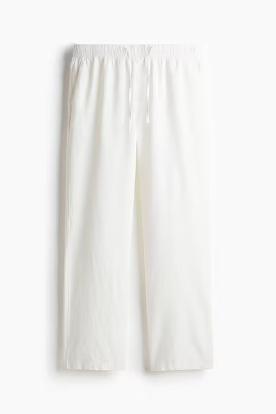 H & M - Relaxed Fit Linen-Blend Pants - White | H&M (US + CA)