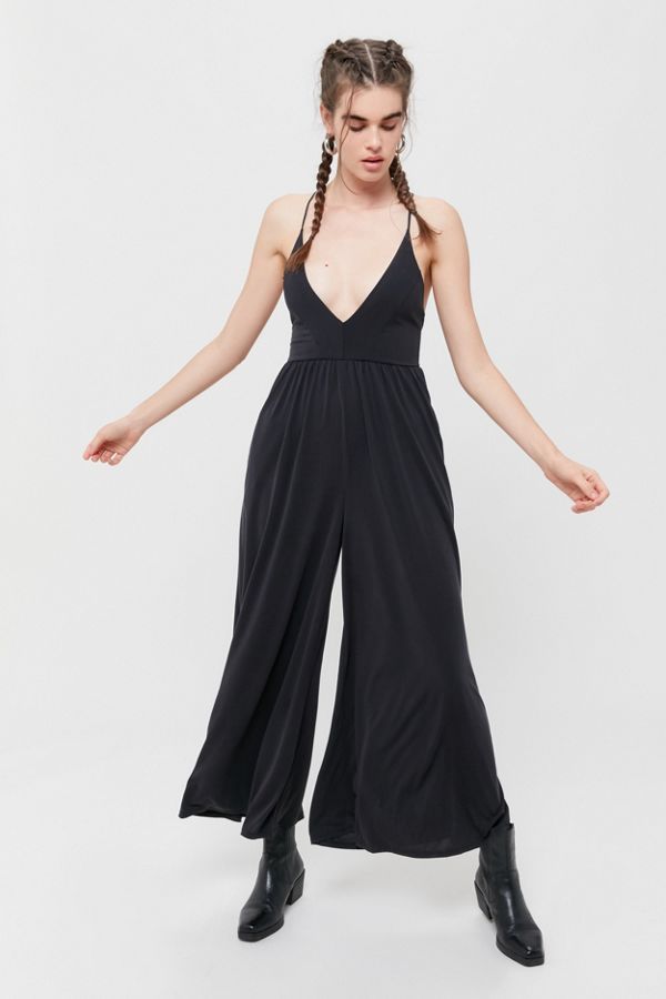 UO Genesis Cupro Plunging Jumpsuit | Urban Outfitters (US and RoW)