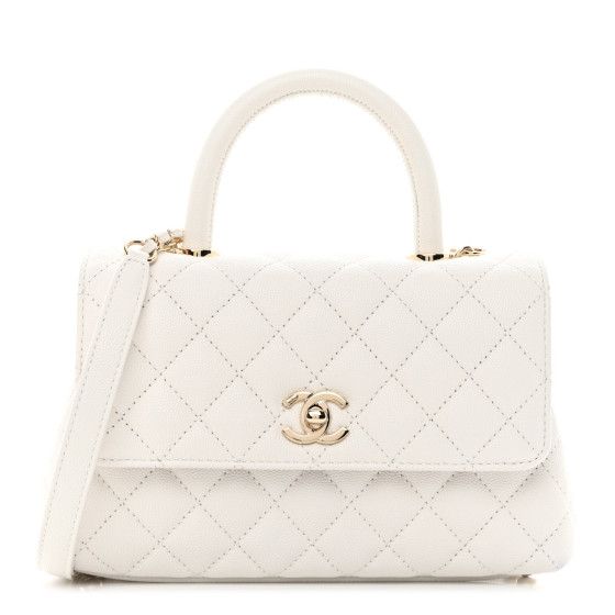 Caviar Quilted Mini Coco Handle Flap White | FASHIONPHILE (US)