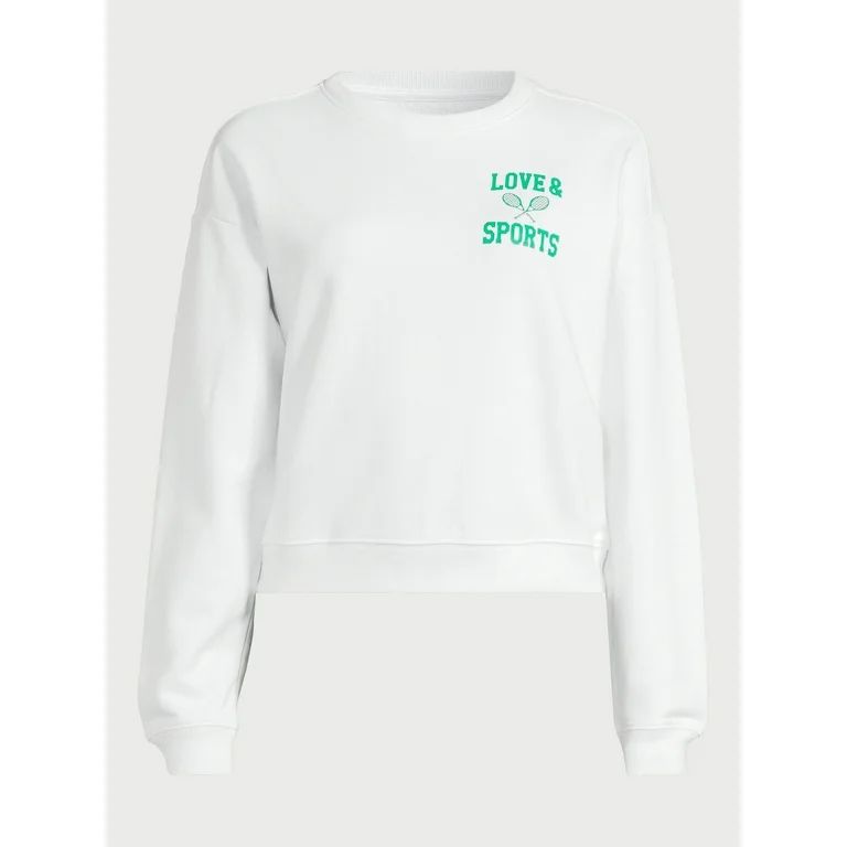 Love & Sports Women’s French Terry Cloth Graphic Sweatshirt, XS-XXXL - Walmart.com | Walmart (US)