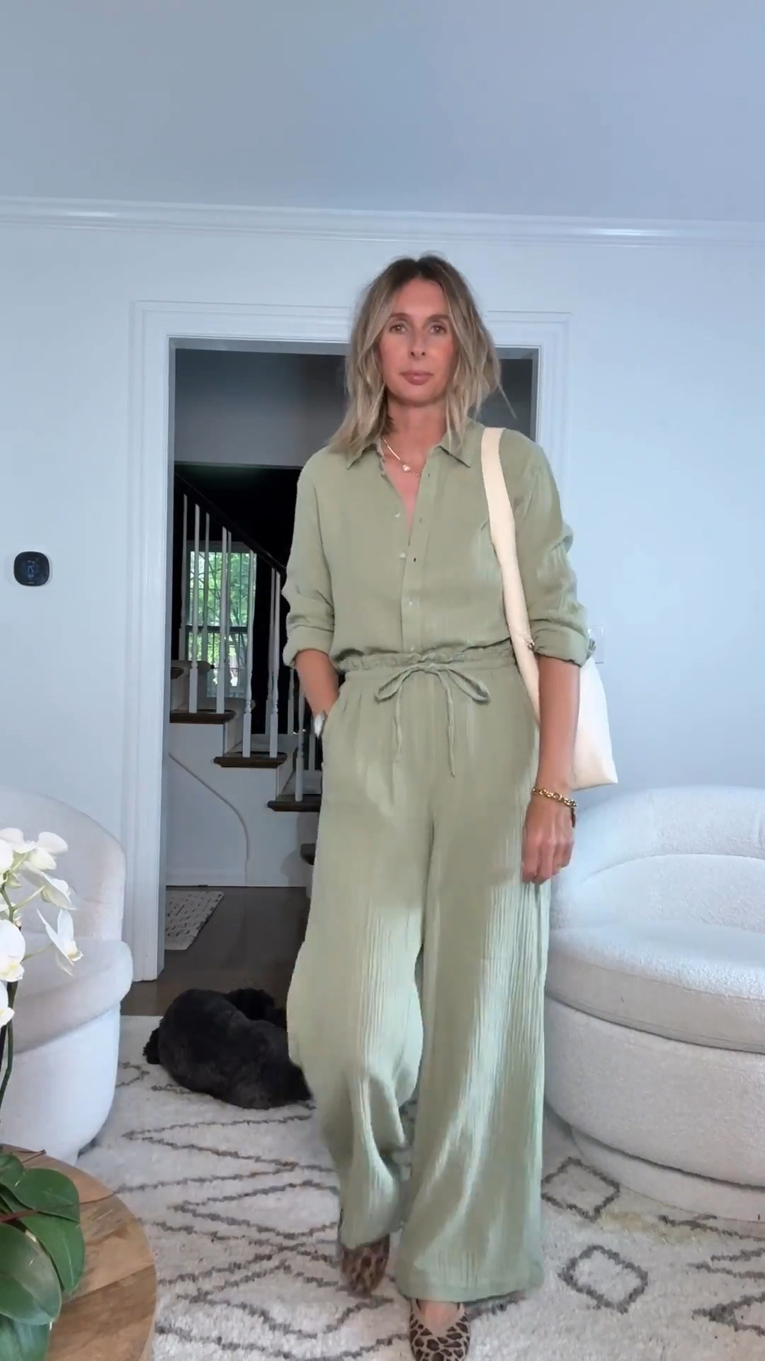 new target gauze set. lightweight. comfy. obsessed with this color. mix and match. great set for teachers or for a casual office environment.

love it paired with the leopard print shoe. 👌 

sized down to an xs with the shirt. wearing size small in the pants. 



office wear. teacher outfit. comfy set. target style. 

#LTKWorkwear #LTKFindsUnder50 #LTKShoeCrush