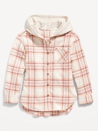 Hooded Soft-Brushed Flannel Shirt for Girls | Old Navy (US)