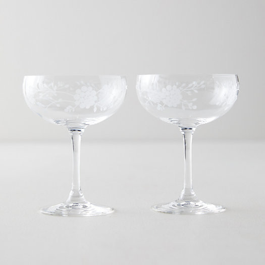 Etched Floral Coupes, Set of 2 | Terrain