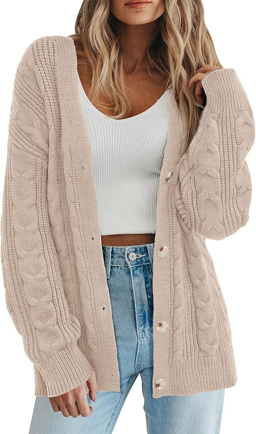 PRETTYGARDEN Womens Oversized Cable Knit Cardigan 2025 Fall Fashion Long Sleeve Open Front Chunky... | Amazon (US)