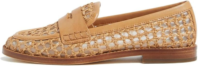 Arqa Penny Loafers for Women Comfortable Slip on Formal Work Flats Natural Raffia Woven Flats Dre... | Amazon (US)