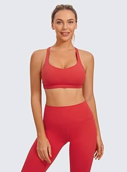 CRZ YOGA Strappy Sports Bras for Women - Criss Cross Back Sexy Wireless Padded Yoga Bra Cute Work... | Amazon (US)