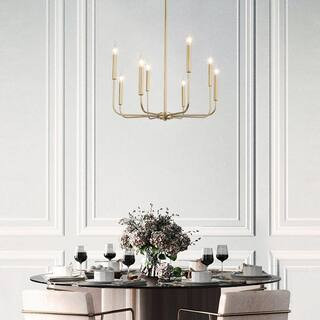 Modern Gold Candlestick Island Chandelier Transitional 8-Light Pale Brass Pendant Light for Kitch... | The Home Depot