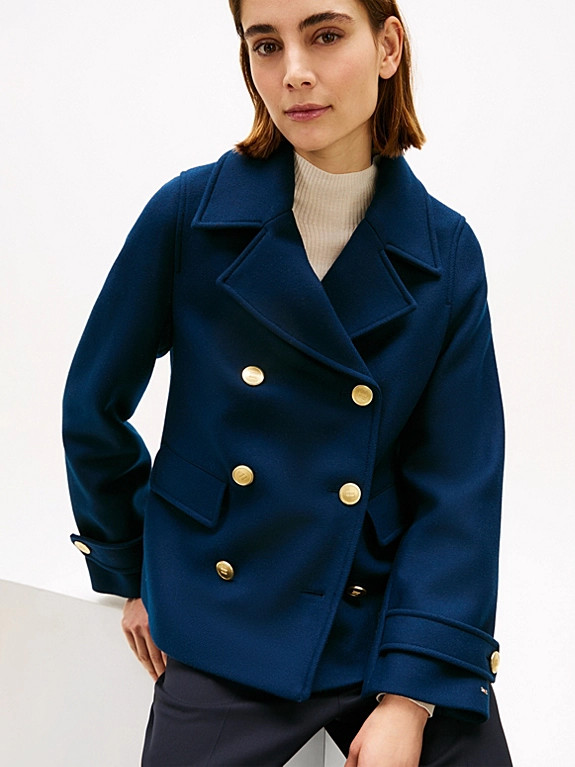 Wool Blend Double Breasted Peacoat | Tommy Hilfiger UK