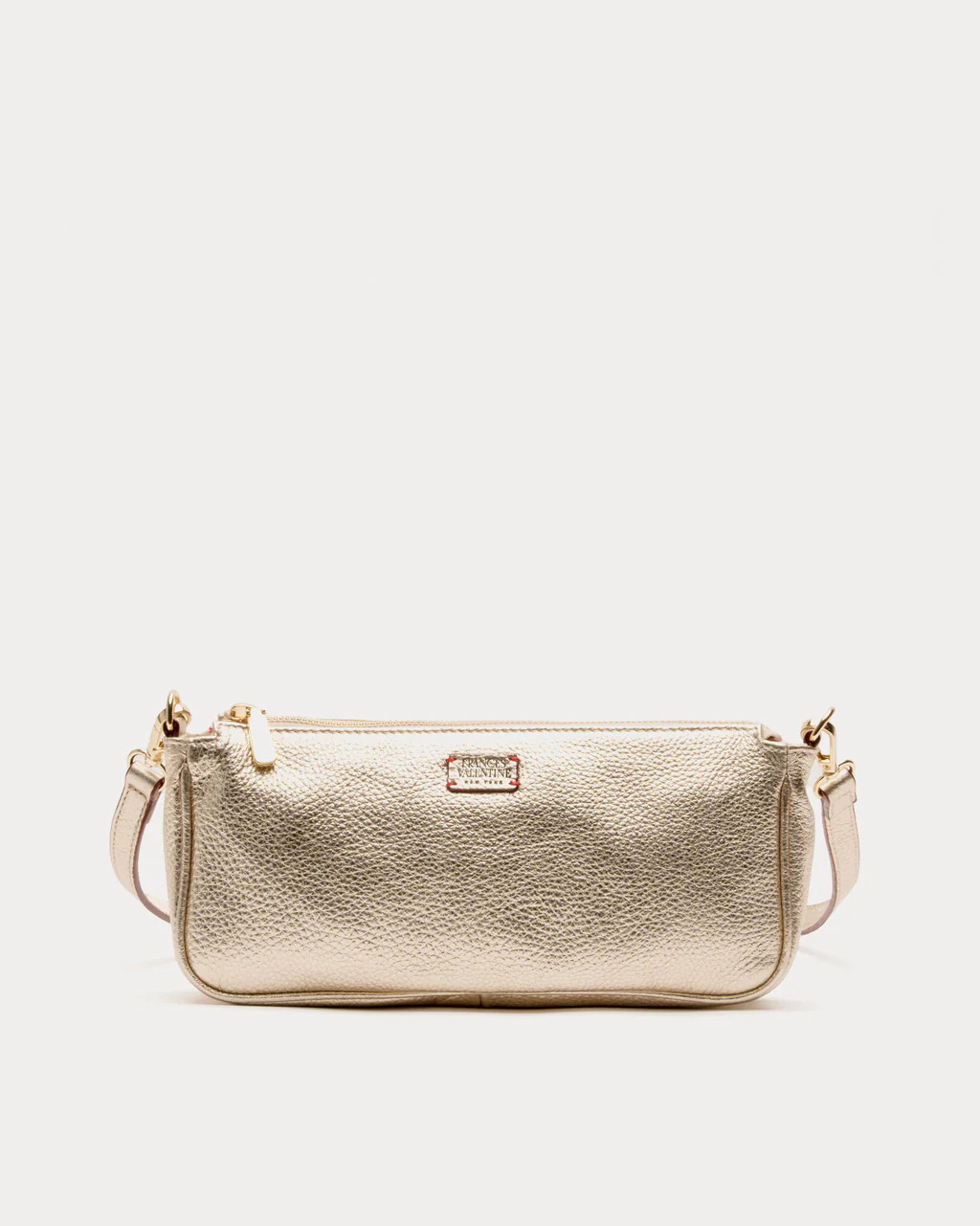 Pia Baguette Tumbled Leather Light Gold | Frances Valentine
