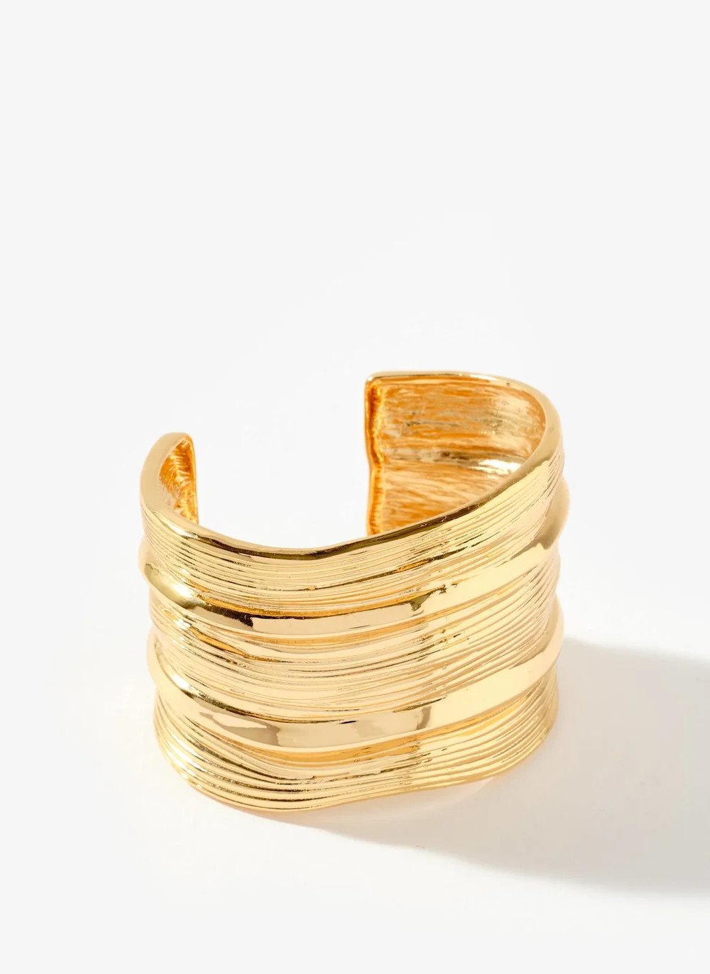 Gold Tone Statement Ridged Cuff | Mint Velvet