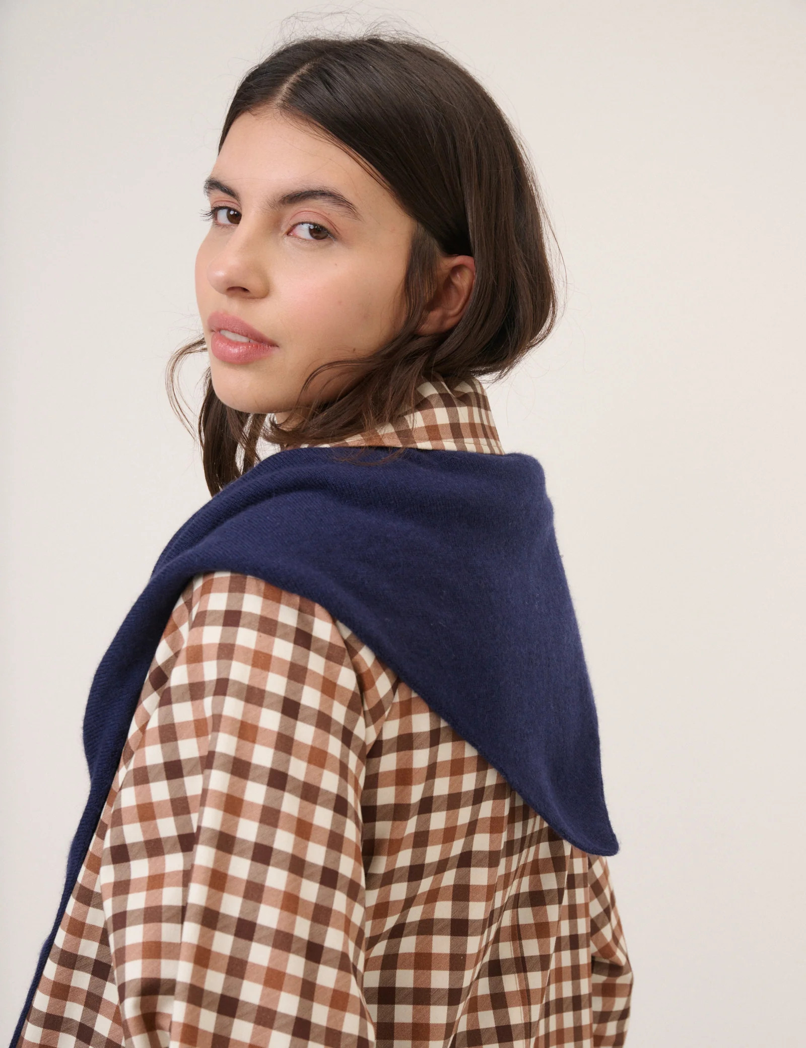 Navy Wool Blend Triangle Scarf | Nobody's Child