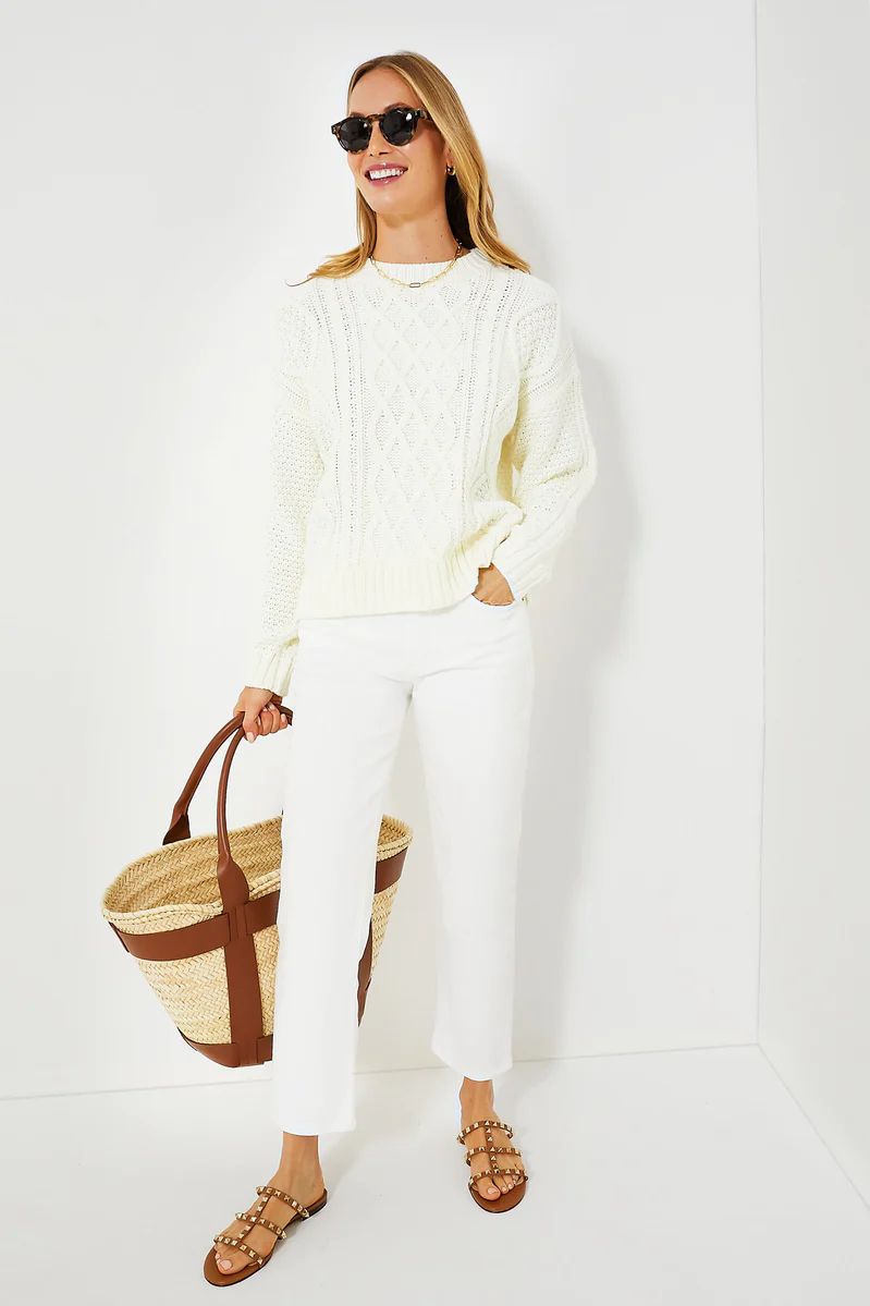 Ivory Cable Knit Courchevel Sweater | Tuckernuck (US)