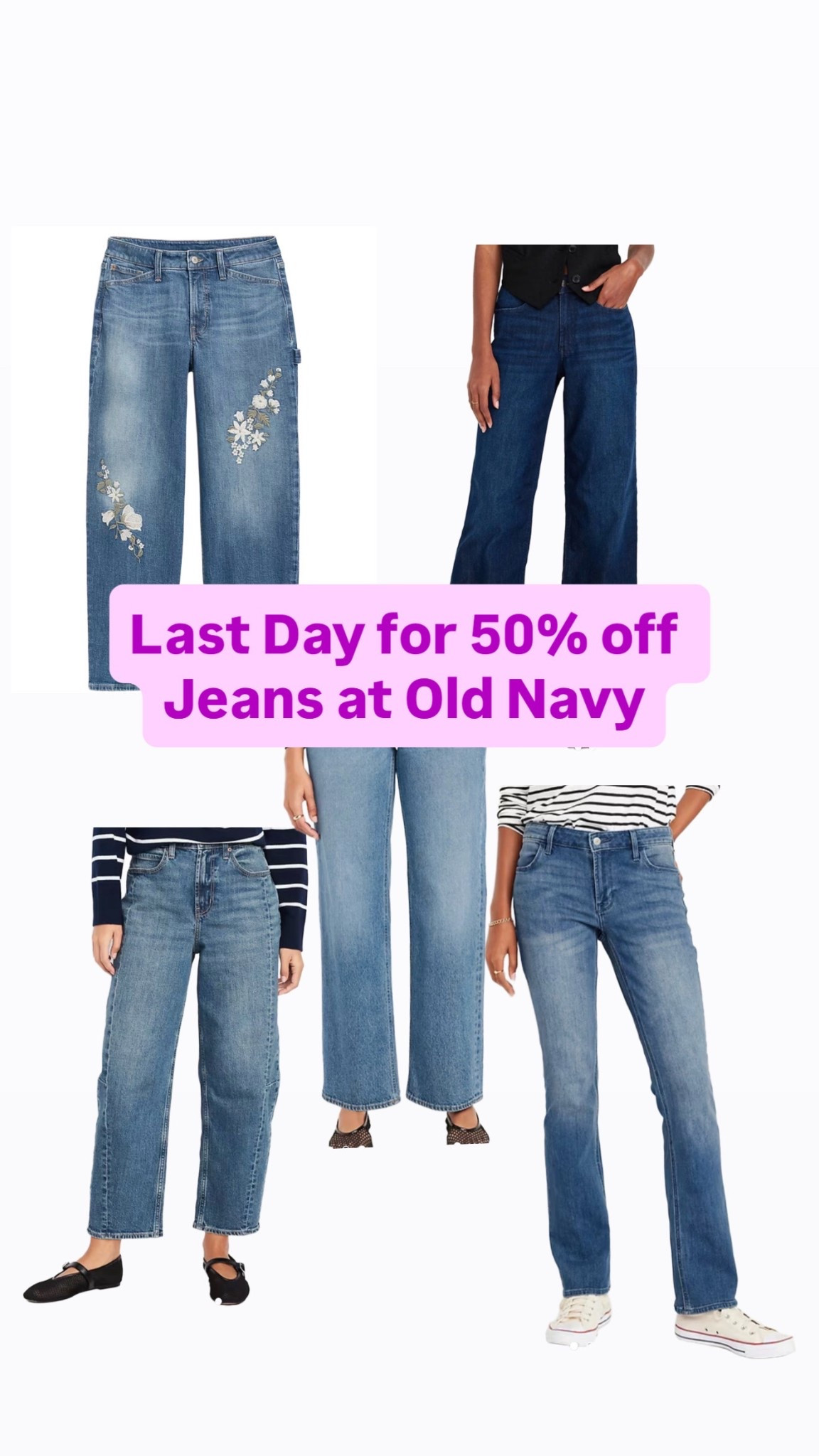 Last Day! Jeans are 50% off at Old Navy


#LTKootd #LTKSaleAlert