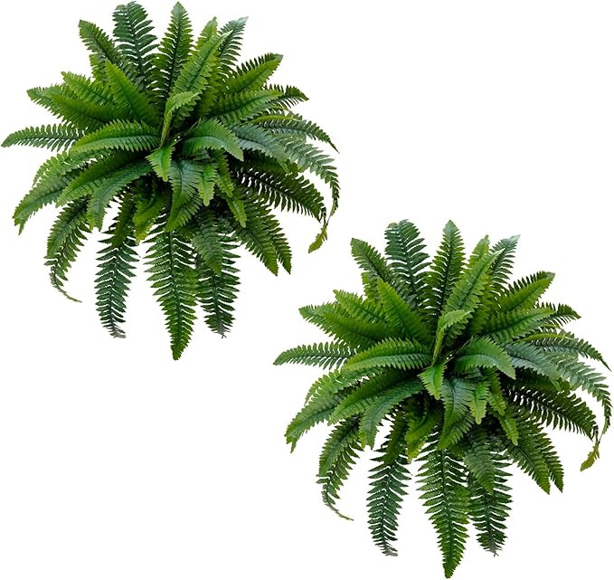 Senjie Artificial Boston Fern 2 Set 55 Branches Fake Ferns for Outdoors 32Inch Faux Plant for Hom... | Amazon (US)