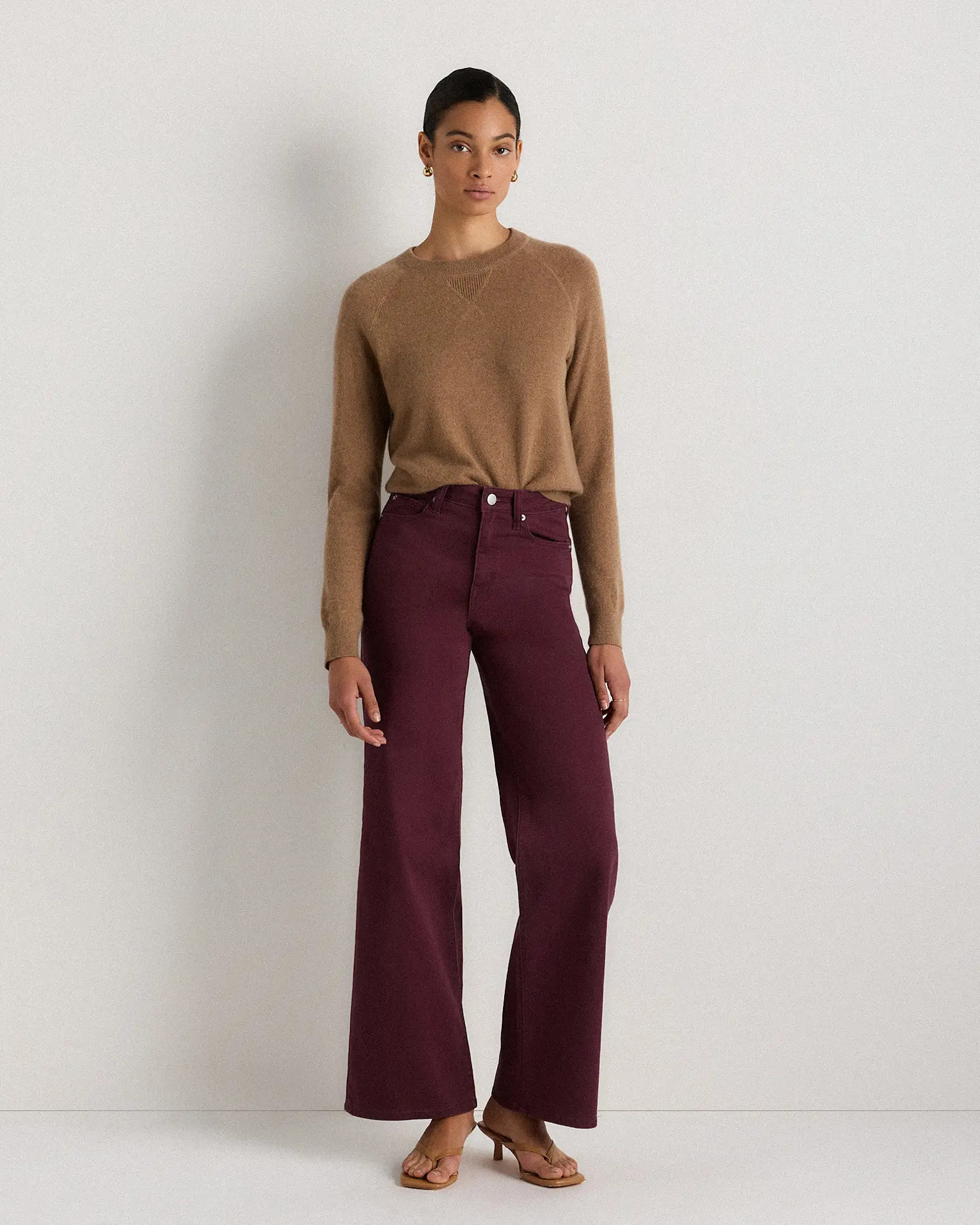 Bella Stretch Wide Leg Jeans in Wine Tasting Red | Quince