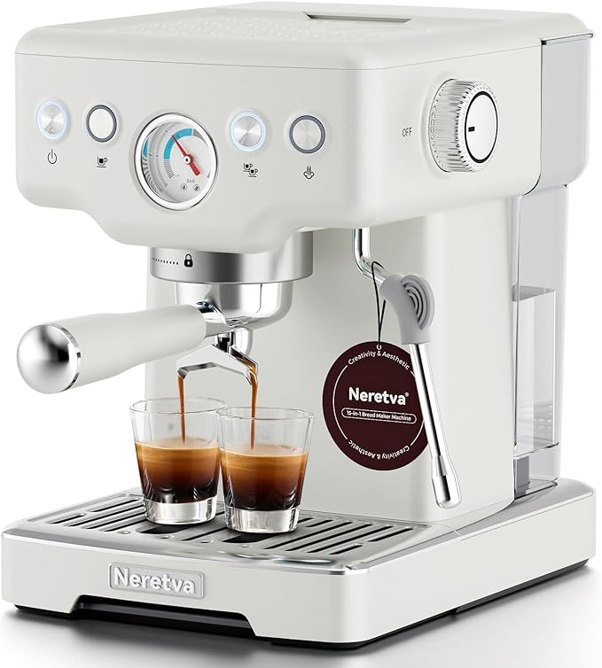 Neretva Espresso Machine, 1450W Stainless Steel Coffee and Espresso Maker Combo with Milk Frother... | Amazon (US)