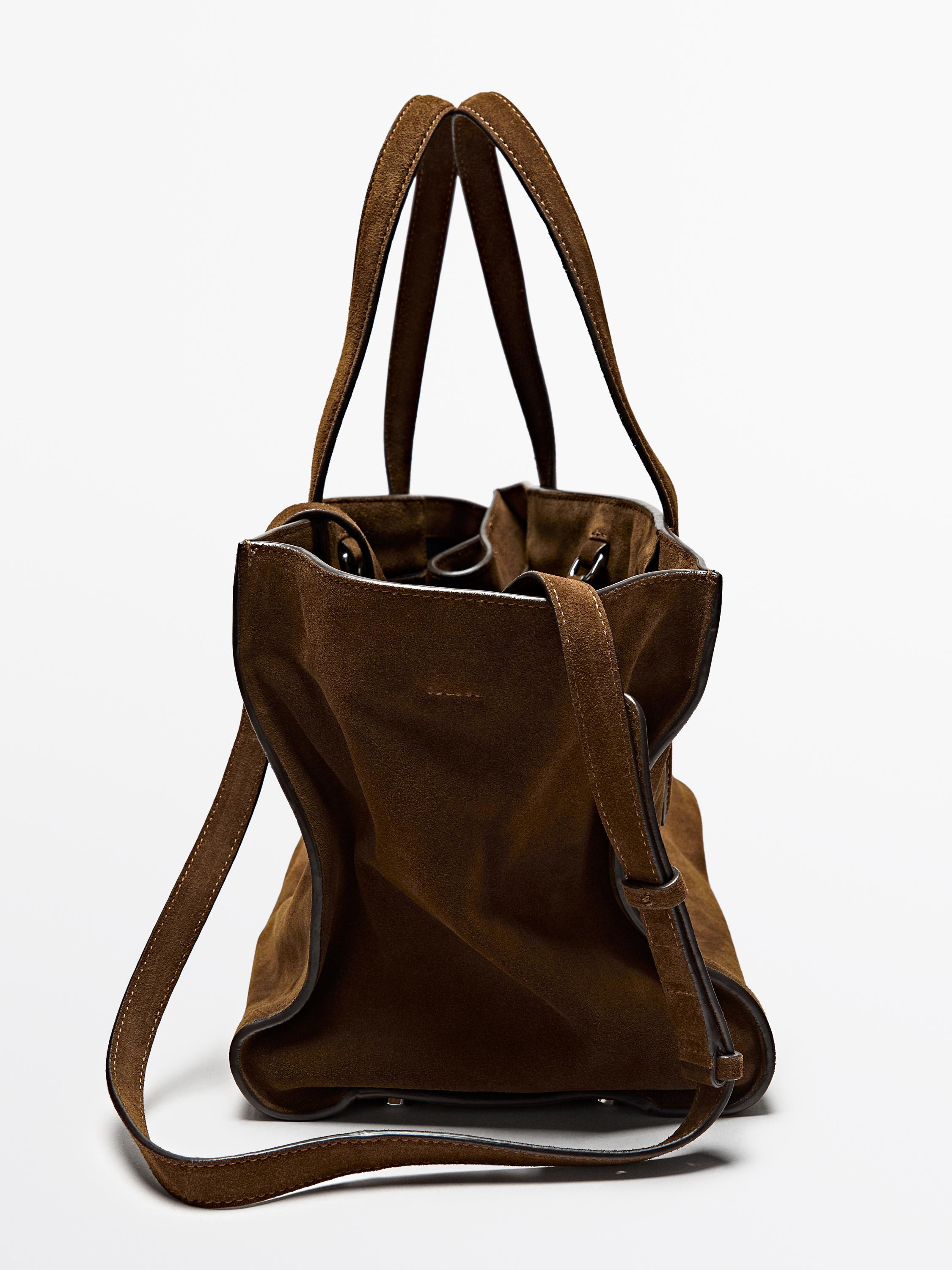 Split suede medium icon bag | Massimo Dutti UK