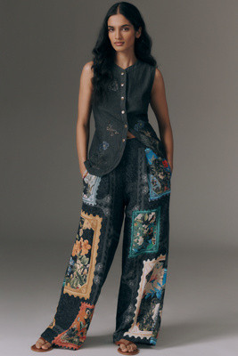 Ranna Gill Floral Printed Wide-Leg Pants | Anthropologie (US)