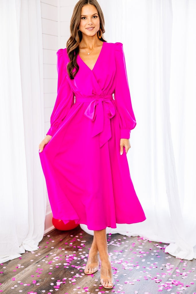 All About You Fuchsia Pink Midi Dress | The Mint Julep Boutique