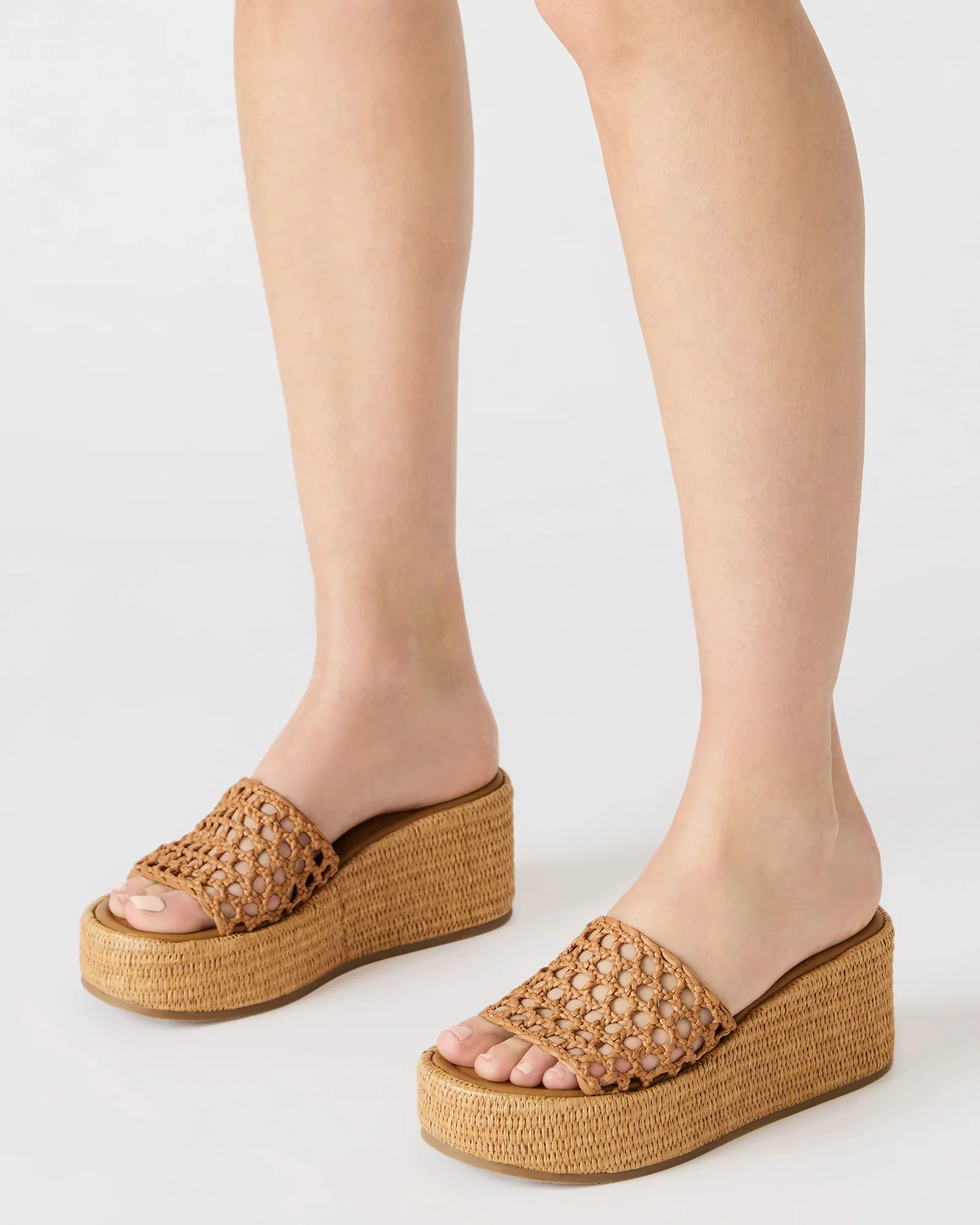 BRANDY Raffia Woven Mule Platform Slide Women's Sandal | Steve Madden (US)